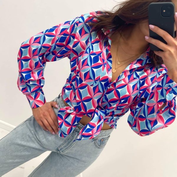 Satin print blouse print 1