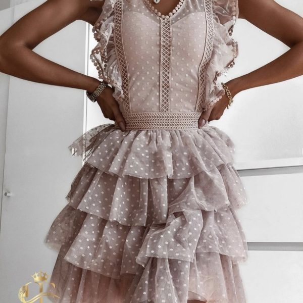 Mini beige tulle dress