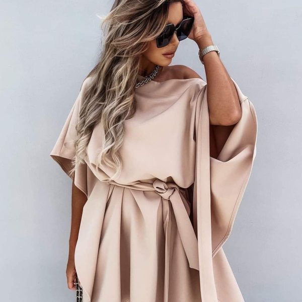 Mini kimono beige dress