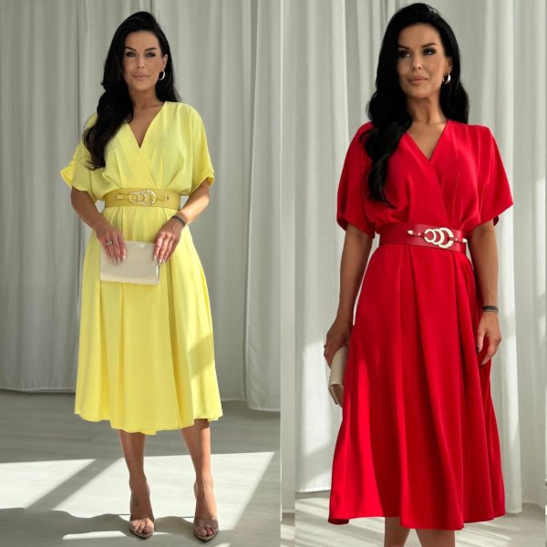 midi flared dress with belt